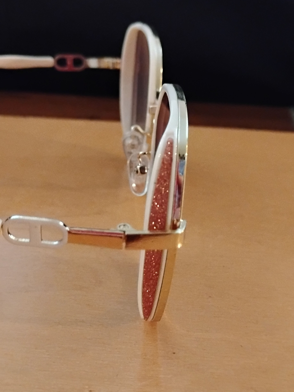 Brand New Never Worn Gold Frame Dior Sunglasses With Sparkly Salmon Pink Edge